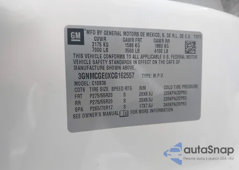 2012 Chevrolet Avalanche 1500 Ltz from USA, damaged, VIN 3GNMCGE0XCG162557